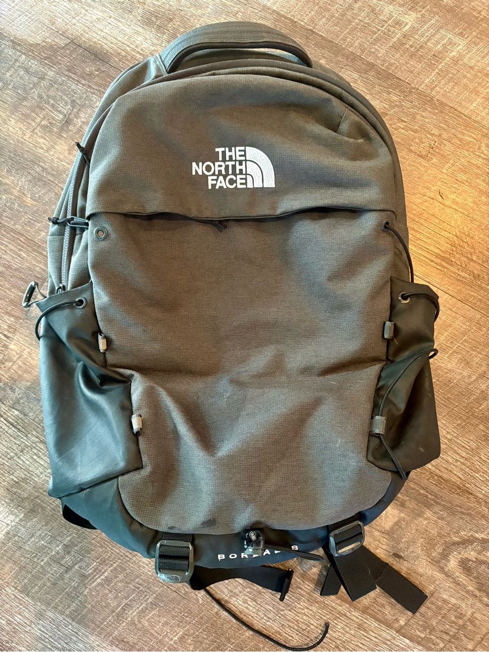 The North Face Olive Green Backpack with Black Accents